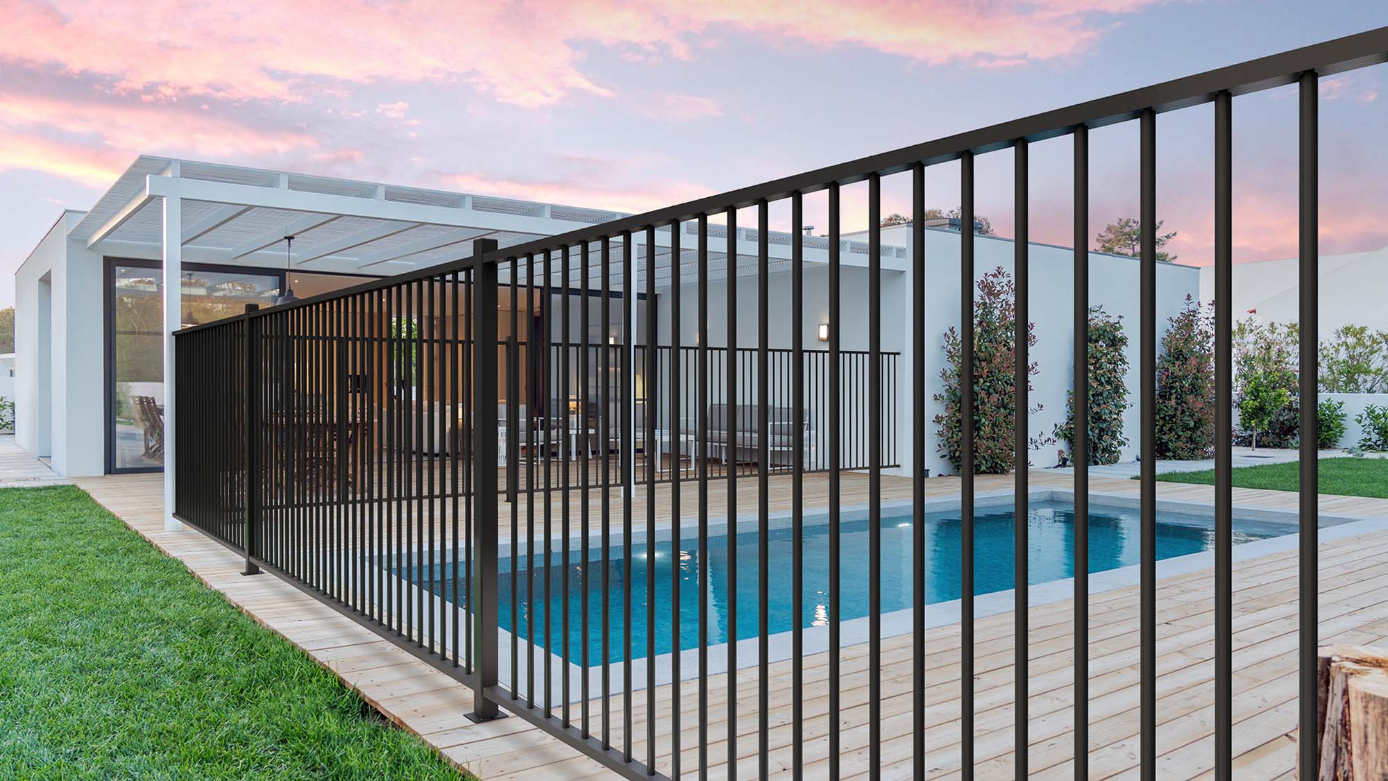 Aluminium Pool Fencing Panel Black Flat Top 2475mm x 1200mm Suncoast Fencing